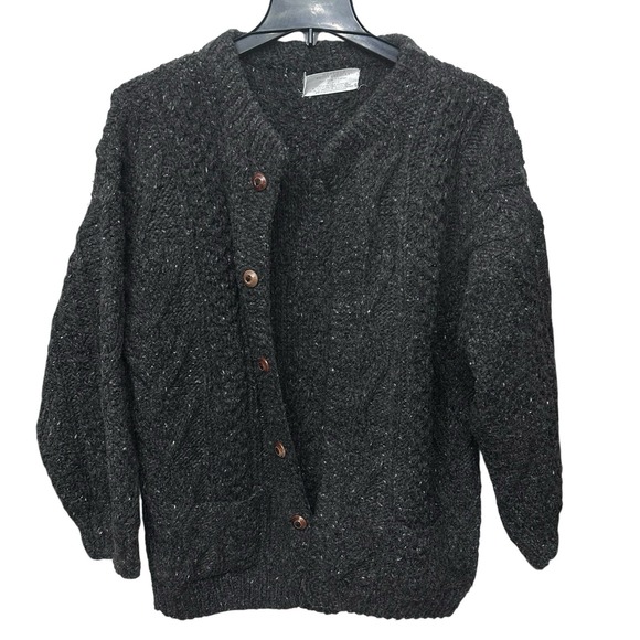VTG Otavalo Native American Wool Cardigan Sweater Chunky Cable Knit Mens Sz XL